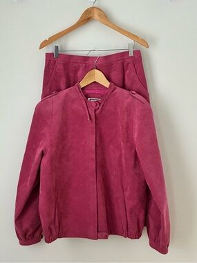 Fuchsia Ultra Suede Jacket and Skirt Set